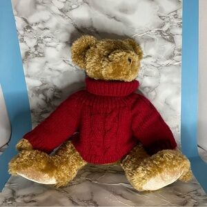 Vintage 18 Inch Teddy Bear Y2K Presidents Choice ‘Jaden’ Red Cable Knit Sweater